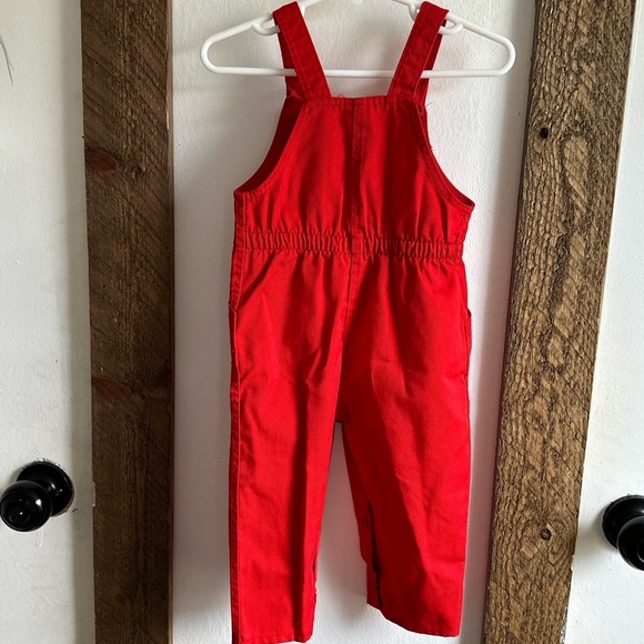 Vintage Rob Roy Bibo Bright Red Overalls 18 months Car buttons Euc - Picture 7 of 16